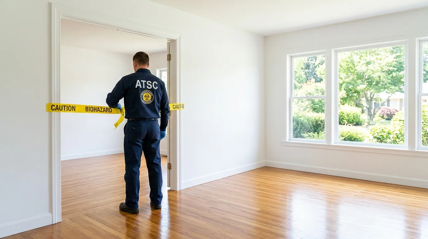 Certified biohazard cleanup crew performing Trauma Scene Cleanup in Fishers